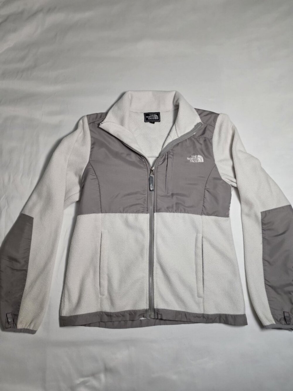 The North Face Denali Fleece Jacket Womens M White Gray Full Zip